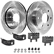 Front Brake Disc and Pad Kit, Plain Surface, 6 Lugs, Semi-Metallic, Pro-Line Series