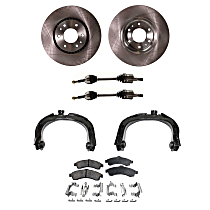 Front Axle Assembly, Four Wheel Drive, Includes Brake Discs, Brake Pad Sets, and Control Arms