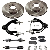 7-Piece Kit Front Axle Assembly, Front Wheel Drive, Includes Brake Discs, Brake Pad Sets, and Control Arms