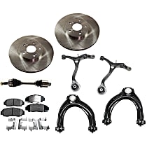 8-Piece Kit Front, Passenger Side Axle Assembly with Brake Discs, Brake Pad Set, and Control Arms, Automatic Transmission