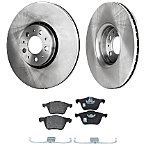 Front Brake Disc and Pad Kit, Plain Surface, 5 Lugs, Semi-Metallic, Pro-Line Series