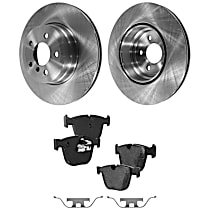 4-Piece Kit Rear Brake Disc and Pad Kit, Plain Surface, 5 Lugs, 344.93 mm, Organic, 4.8L 8Cyl, Pro-Line Series  Includes (2) Brake Disc and (1) Brake Pad Set