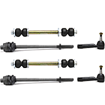 6-Piece Kit Front, Driver and Passenger Side Suspension with Sway Bar Links and Tie Rod Ends