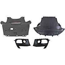 4-Piece Kit, Front, Driver and Passenger Side Primed Bumper Cover, Includes (2) Bumper Cover and (2) Engine Splash Shield