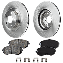 6-Piece Kit Front Brake Disc and Pad Kit, Plain Surface, 3.0L 6Cyl,  Includes (2) Brake Disc and (2) Brake Pad Set