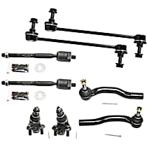 8-Piece Kit Front, Driver and Passenger Side Suspension Includes Ball Joints, Sway Bar Links, and Tie Rod Ends