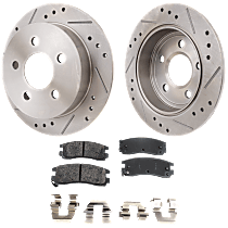Rear Brake Disc and Pad Kit, Cross-drilled and Slotted, Ceramic, Pro-Line Series