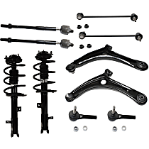10-Piece Kit Front, Driver and Passenger Side Suspension Kit, includes (2) Control Arm, (2) Loaded Strut, (2) Sway Bar Link, and (4) Tie Rod End