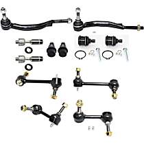 12-Piece Kit Front and Rear, Driver and Passenger Side Suspension, includes Ball Joints, Sway Bar Links, and Tie Rod Ends, with 16mm Tie Rod Thread