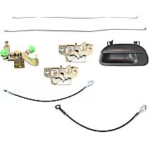 7-Piece Kit Exterior Tailgate Handle, Smooth Black, 4-Door, Crew Cab Pickup, with Tailgate Cables and Tailgate Latches