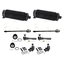 10-Piece Kit Front, Driver and Passenger Side Suspension Kit, Rear Wheel Drive, Rack Steering Type, Power Steering, With Front Coil Spring,  Includes (2) Ball Joint, (2) Steering Rack Boot, and (4) Tie Rod End