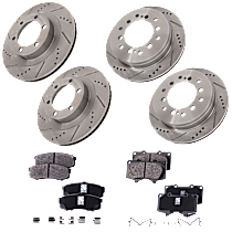 Front and Rear Brake Disc and Pad Kit, Cross-drilled and Slotted