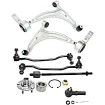 10-Piece Kit Front, Driver and Passenger Side, Lower Control Arm Kit, Front Wheel Drive,  Includes (2) Control Arm, (2) Sway Bar Link, (4) Tie Rod End, and (2) Wheel Hub