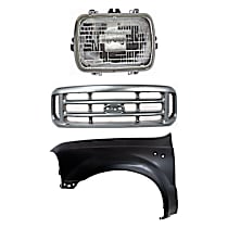 3-Piece Kit Grille, Painted Silver,  Includes (1) Fender, (1) Grille, and (1) Headlight