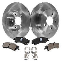 Rear Brake Disc and Pad Kit, Plain Surface, 5 Lugs, Ceramic, Heavy Duty Brakes, Sedan, Pro-Line Series
