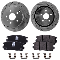 Rear Brake Disc and Pad Kit, Cross-drilled and Slotted, Ceramic, Pro-Line Series