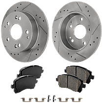 Front Brake Disc and Pad Kit, Cross-drilled and Slotted, Ceramic, Pro-Line Series