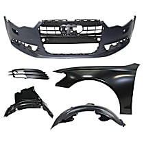 5-Piece Kit Front, Driver Side Fender, For Models Without S-Line Package, Without Adaptive Cruise Control, Includes (1) Bumper Cover, (1) Fender, (2) Fender Liner, and (1) Fog Light Cover