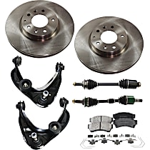 8-Piece Kit Front, Driver and Passenger Side Axle Assembly, With 16 in. Wheels, New, includes (2) Axle Assembly, (2) Brake Disc, (1) Brake Pad Set, and (2) Control Arm