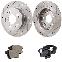 Rear Brake Disc and Pad Kit, Cross-drilled and Slotted, Ceramic, Pro-Line Series