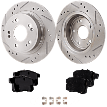 Rear Brake Disc and Pad Kit, Cross-drilled and Slotted, Ceramic, Pro-Line Series