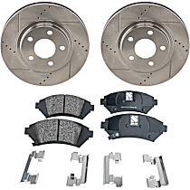 4-Piece Kit Front Brake Disc and Pad Kit, Cross-drilled and Slotted, Ceramic, 3.4L 6Cyl, Pro-Line Series  Includes (2) Brake Disc and (1) Brake Pad Set
