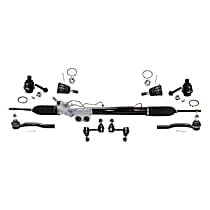 9-Piece Kit Front, Driver and Passenger Side Suspension Includes Ball Joints, Steering Rack, Sway Bar Links, and Tie Rod Ends