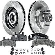 4-Piece Kit Front Brake Disc and Pad Kit, Plain Surface, 5 Lugs, Semi-Metallic, Includes Shims and hardware, Pro-Line Series