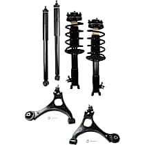 6-Piece Kit Front, Driver and Passenger Side, Lower Control Arms with Shock Absorbers, and Loaded Struts, Sedan