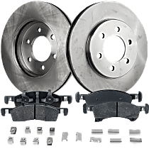 Front Brake Disc and Pad Kit, Plain Surface, 6 Lugs, Semi-Metallic, Cast Iron, Pro-Line Series