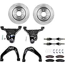 10-Piece Kit Front, Driver and Passenger Side Axle Assembly, Four Wheel Drive, New, 4WD, 4.0L 6Cyl  Includes (2) Axle Assembly, (2) Brake Disc, (1) Brake Pad Set, and (4) Control Arm
