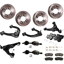 12-Piece Kit Front, Driver and Passenger Side, Upper and Lower Control Arm with Axle Assemblys, Brake Discs, and Brake Pad Sets, 6 Lugs, 12.56 in.Disc Diameter, Four Wheel Drive