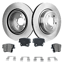 Rear Brake Disc and Pad Kit, Plain Surface, 5 Lugs, Ceramic, 350mm Vented Rear Disc, Police Pkg, 2 Piston Front Calipers, Pro-Line Series