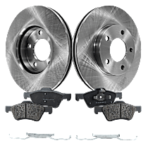4-Piece Kit Front Brake Disc and Pad Kit, Plain Surface, 5 Lugs, Ceramic, 4WD, With Rear Drum Brake, Four Wheel Drive, Premier, 3.0L 6Cyl, Pro-Line Series  Includes (2) Brake Disc and (1) Brake Pad Set