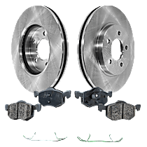 4-Piece Kit Front, Driver or Passenger Side Brake Disc and Pad Kit, Plain Surface, 5 Lugs, Ceramic, Pro-Line Series