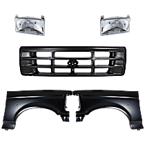 5-Piece Kit Front, Driver and Passenger Side Fender,  Includes (2) Fender, (1) Grille, and (2) Headlight