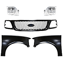 5-Piece Kit Grille, Paintable,  Includes (2) Fender, (1) Grille, and (2) Headlight