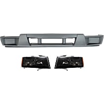 3-Piece Kit Driver and Passenger Side Halogen Headlight, With bulb(s), OE Replacement, Includes (1) Bumper Cover and (2) Headlight