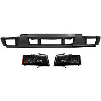 3-Piece Kit Driver and Passenger Side Halogen Headlight, With bulb(s), OE Replacement, Includes (1) Bumper Cover and (2) Headlight