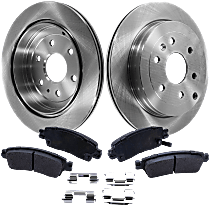 Rear Brake Disc and Pad Kit, Plain Surface, 6 Lugs, 330.96 mm, Semi-Metallic, Pro-Line Series