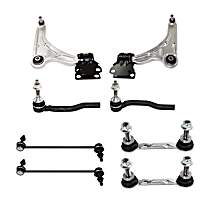 8-Piece Kit Front, Driver and Passenger Side, Lower Control Arm Kit,  Includes (2) Control Arm, (4) Sway Bar Link, and (2) Tie Rod End
