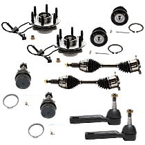 10-Piece Kit Front, Driver and Passenger Side Suspension Kit, 4WD, includes (2) Axle Assembly, (4) Ball Joint, (2) Tie Rod End, and (2) Wheel Hub