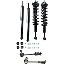 6-Piece Kit Driver and Passenger Side Suspension with Loaded Struts, Shock Absorbers, and Sway Bar Links