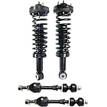 4-Piece Kit Front, Driver and Passenger Side Suspension Includes Loaded Struts and Sway Bar Links, RWD