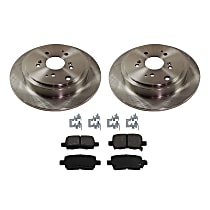 4-Piece Kit Rear Brake Disc and Pad Kit, Plain Surface, 5 Lugs, 312.93 mm, Ceramic, Pro-Line Series  Includes (2) Brake Disc and (1) Brake Pad Set