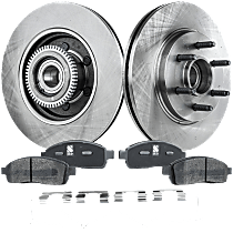 Front Brake Disc and Pad Kit, Plain Surface 6 Lugs Ceramic Rear Wheel Drive Bare Rotor, Includes Shims and Hardware Pro-Line Series