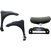 4-Piece Kit, Front Primed Bumper Cover, Includes (1) Bumper Cover, (2) Fender, and (1) Hood
