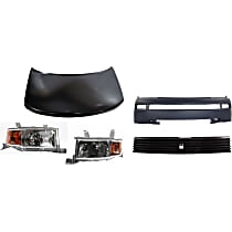 5-Piece Kit, Factory Style Hood, Steel, Primed, Includes (1) Bumper Cover, (1) Grille, (2) Headlight, and (1) Hood