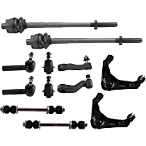 Front, Driver and Passenger Side, Upper Control Arm Kit, Heavy Duty Design, includes Ball Joints, Idler Arm, Pitman Arm, Sway Bar Links, and Tie Rod Ends