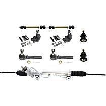 9-Piece Kit Front, Driver and Passenger Side Suspension with Ball Joints, Steering Rack, Sway Bar Links, and Tie Rod Ends, Rear Wheel Drive